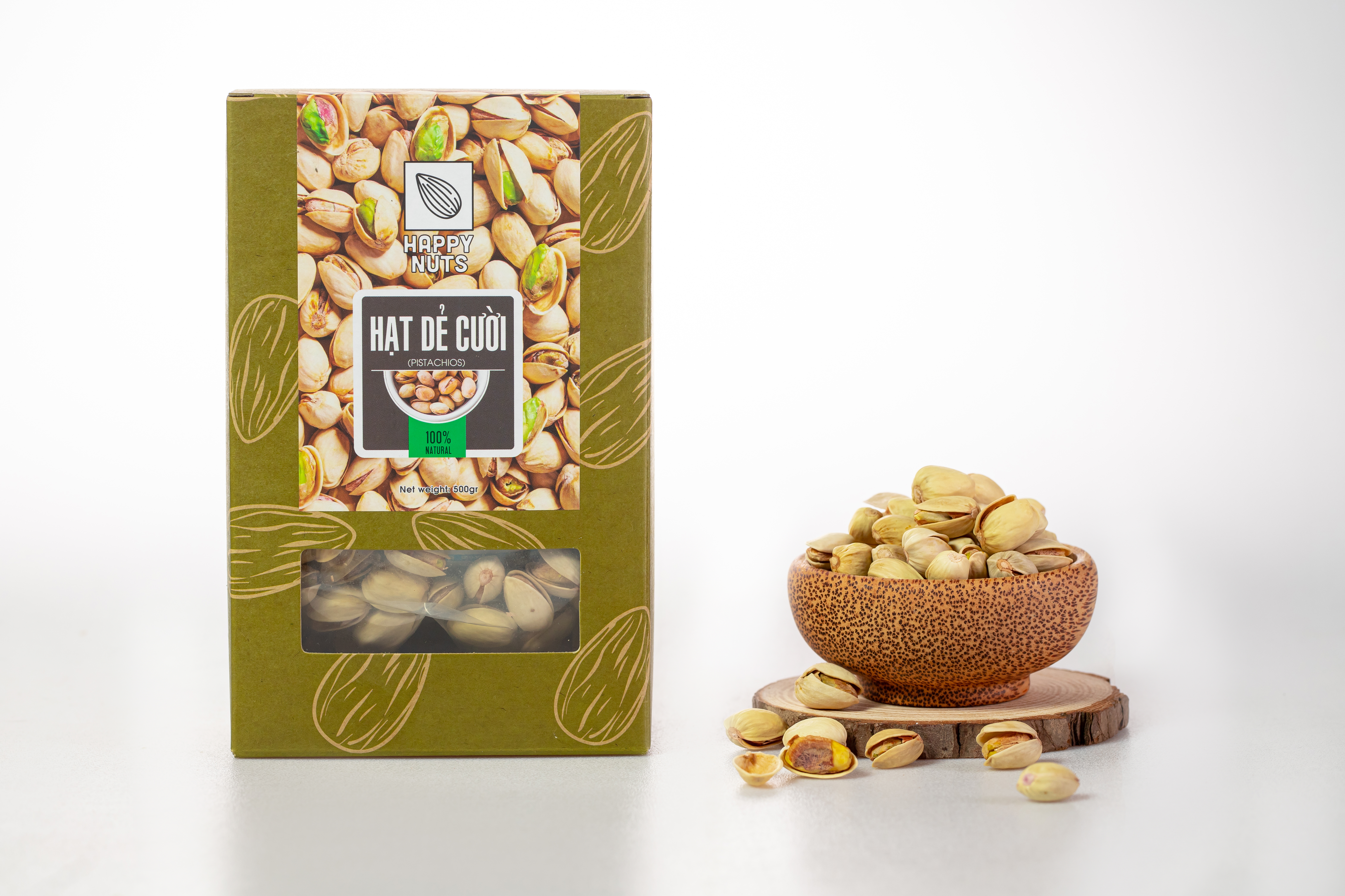 (Tặng 500g yến mạch) Hạt dẻ cười Mỹ Happy Nuts nguyên vỏ 500gr